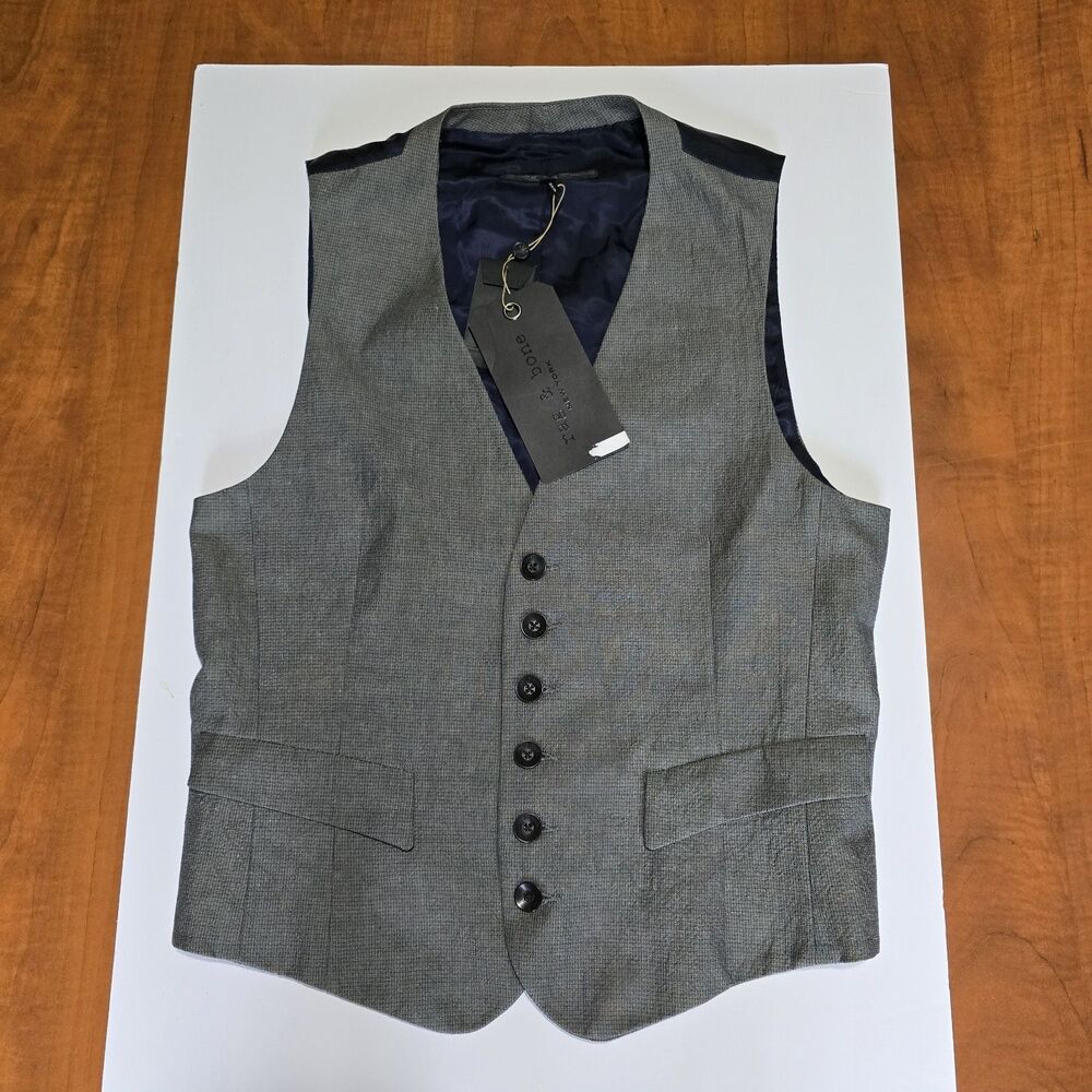 NEW rag & bone Mens 6 Button Dual Pocket Sleeveless Grosvenor Waistcoat 38